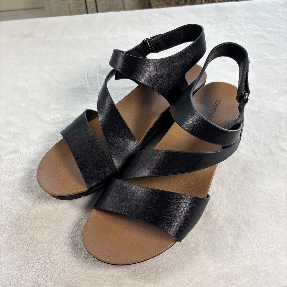 Baretraps Carley Women's Size 8 Black Strappy Comfort Wedge Sandals